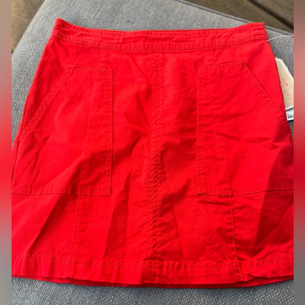 Copper Key Red Cotton A-Line Skirt